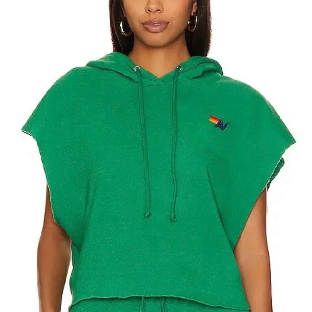 Aviator Nation Emerald Green Sleeveless Hoodie